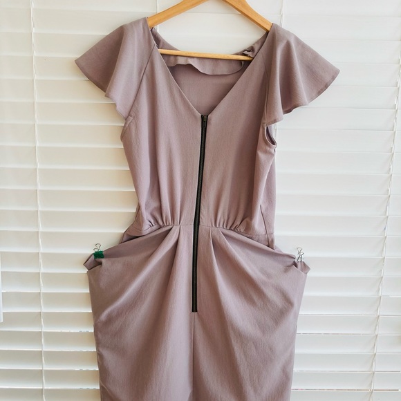Topshop Taupe Dress with Zipper detail - Picture 1 of 12